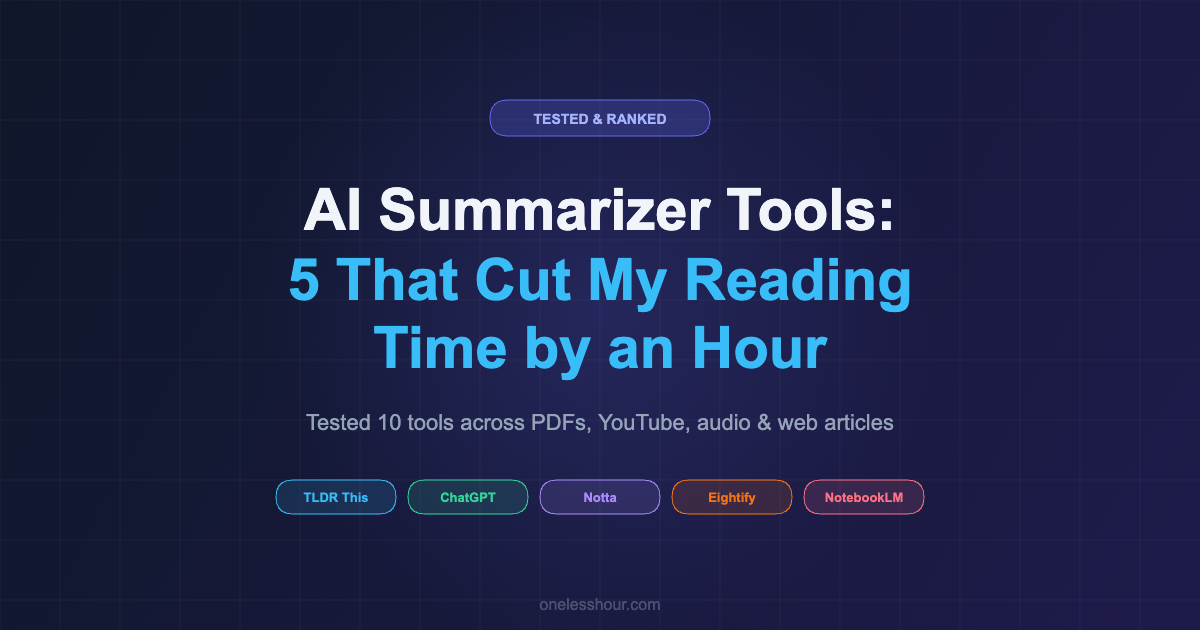 I Tested 10 AI Summarizer Tools — These 5 Cut My Daily Reading Time by an Hour