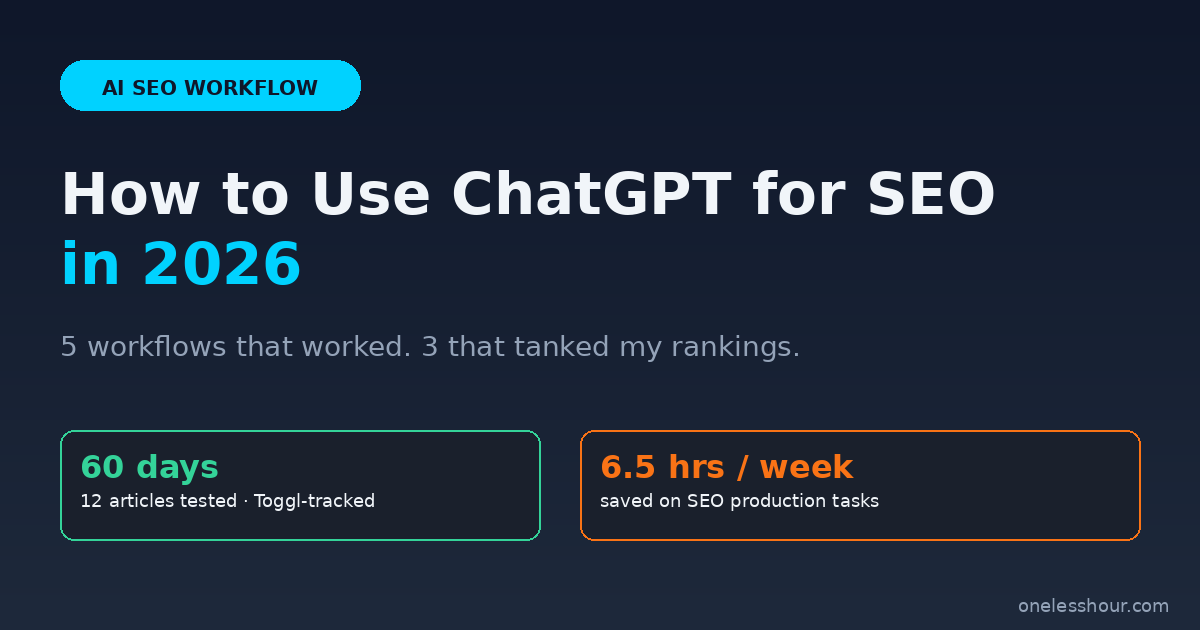 How to Use ChatGPT for SEO in 2026: 5 Workflows That Worked and 3 That Tanked My Rankings