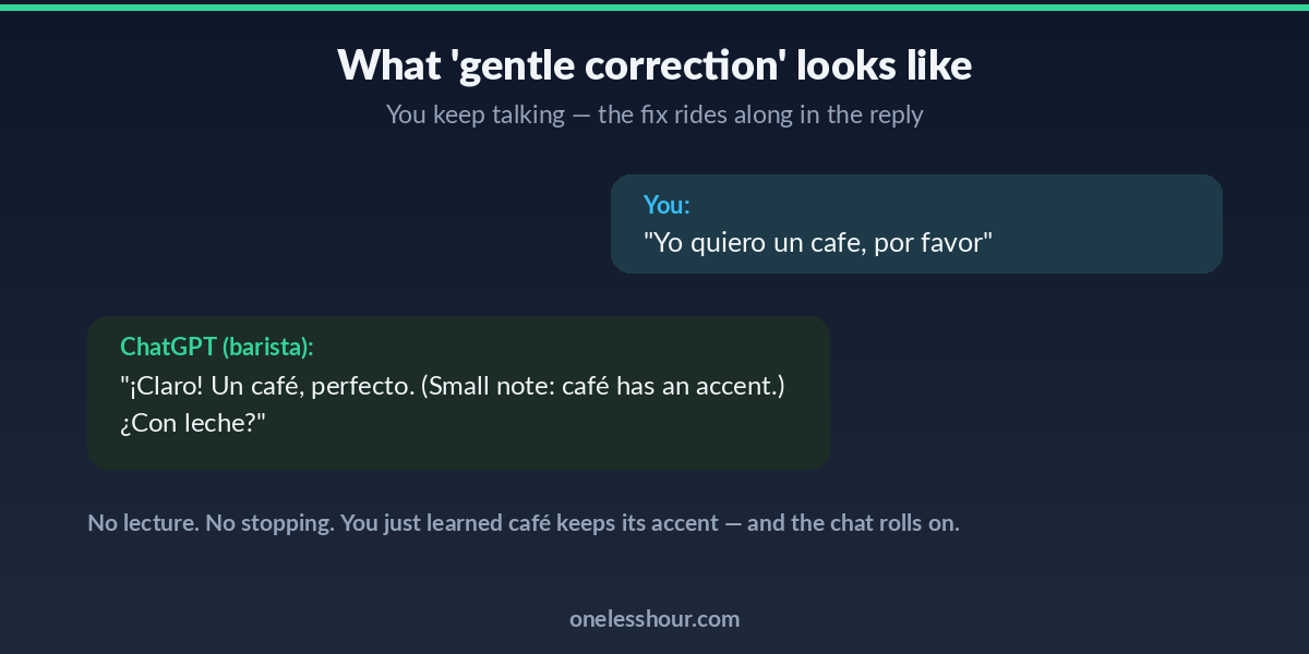 Example of ChatGPT gently correcting a language mistake mid-conversation